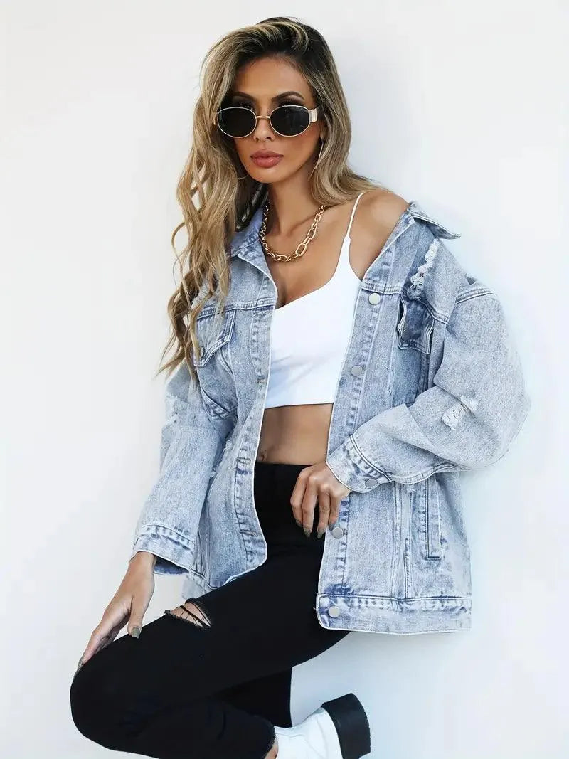 Oversized gevoerd dames jeansjack – Talia