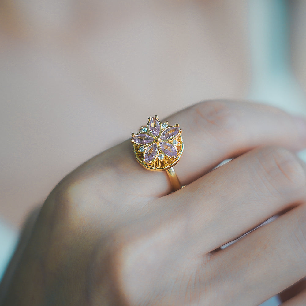 Gouden Bloesem Fidget Ring