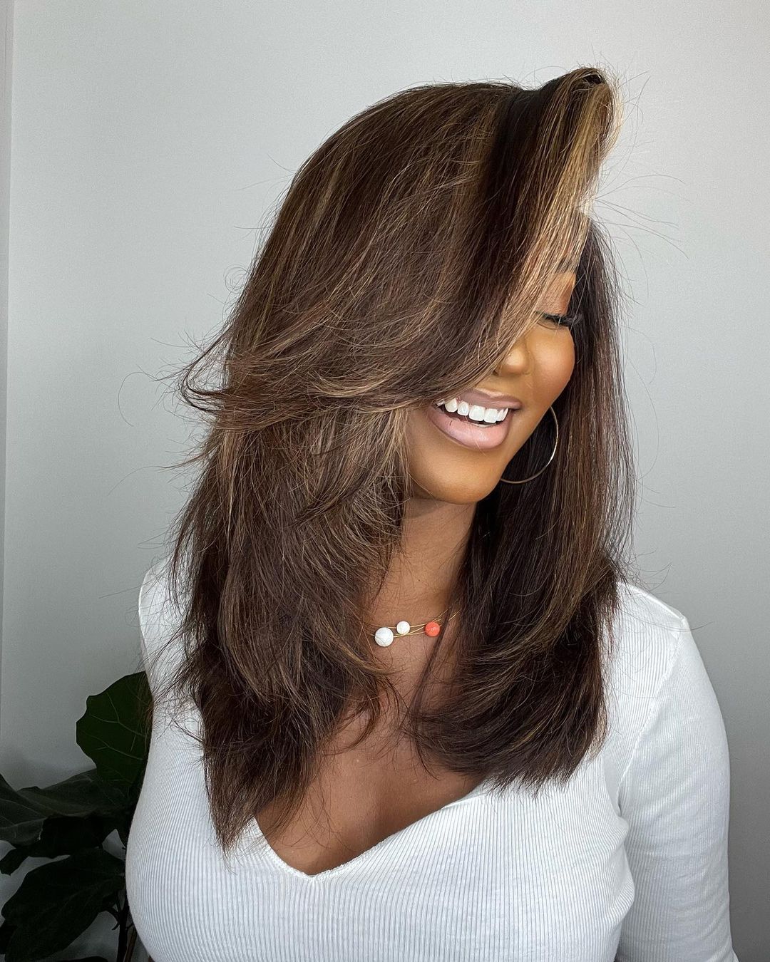 Lace front pruik met highlights – Selena