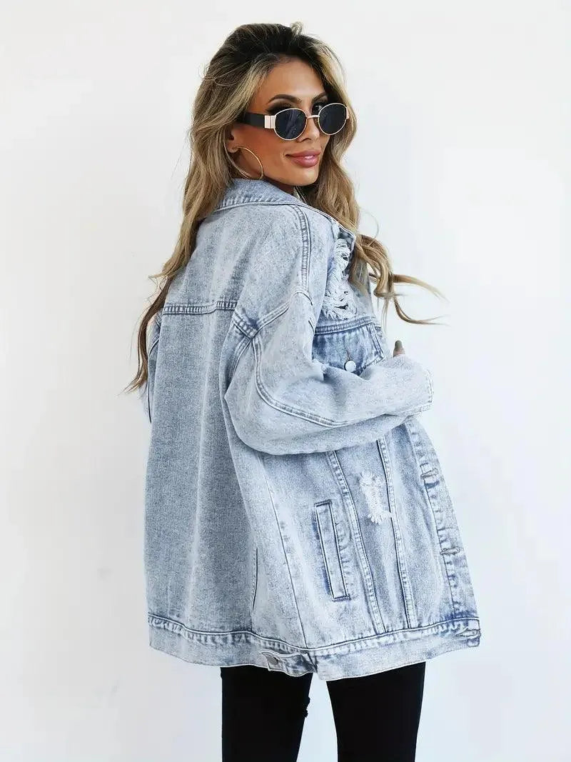 Oversized gevoerd dames jeansjack – Talia