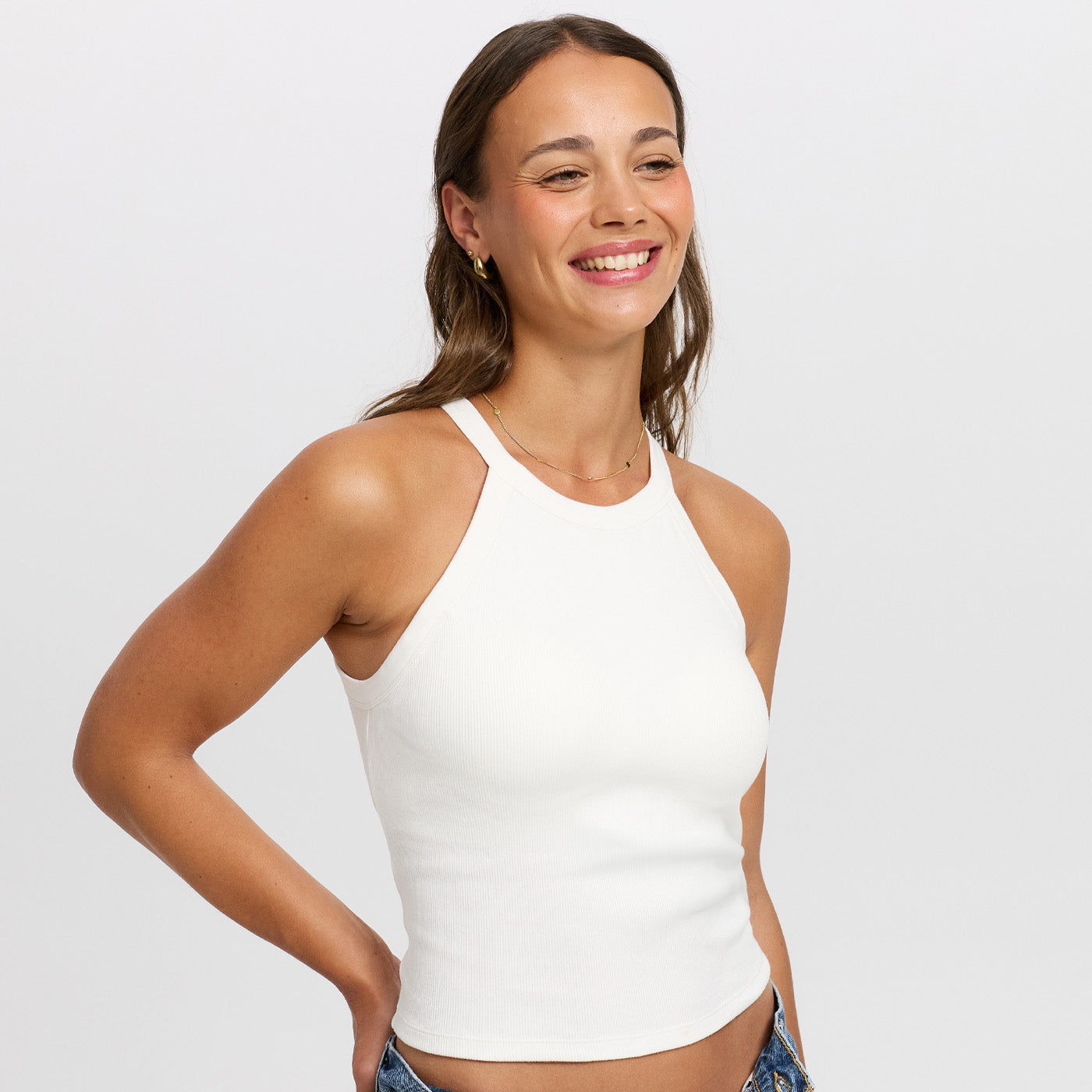 Halterneck bratop met ingebouwde bh