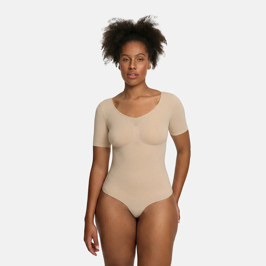 Shapewear bodysuit met korte mouw en string