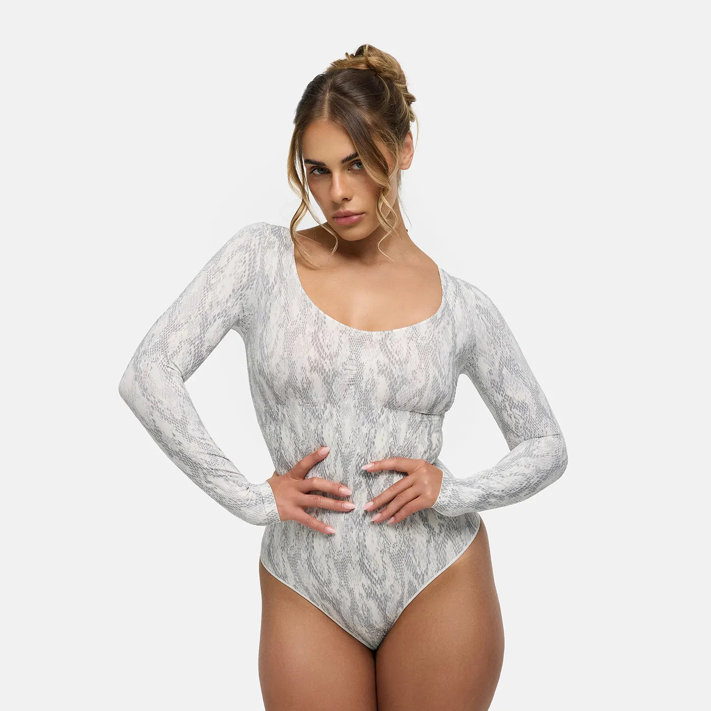 Shapewear bodysuit met lange mouw en string