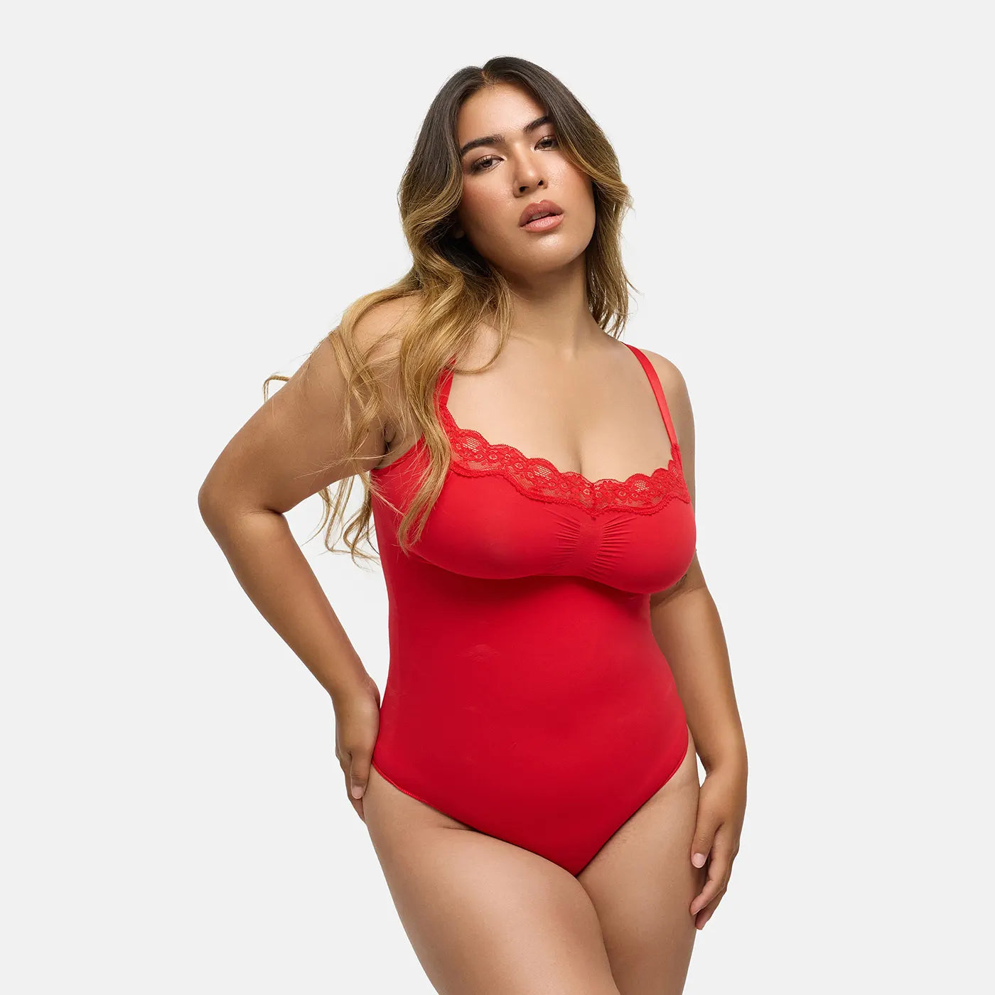 Kanten shapewear bodysuit met string