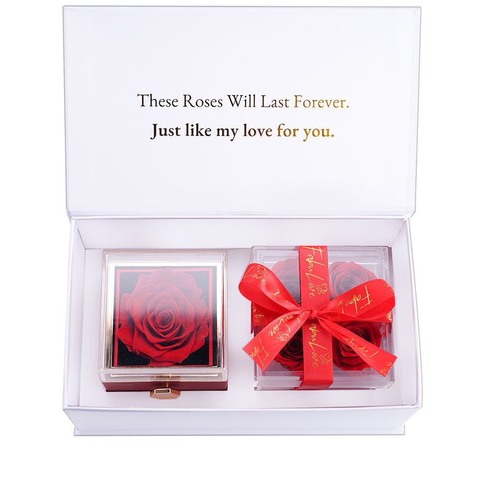 Eeuwige Rozenbox Set met Gegraveerde Ketting