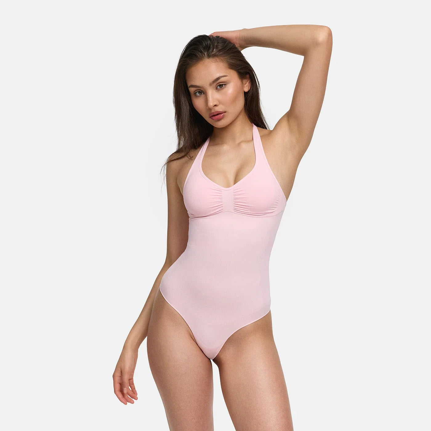 Naadloze shapewear bodysuit met halterhals en string