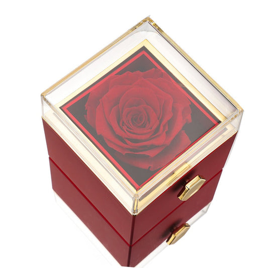Rozenbox met Zilveren Ketting en Echte Roos