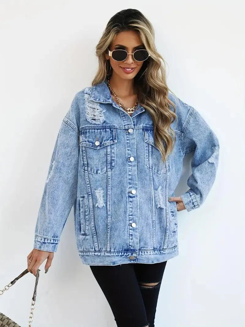 Oversized gevoerd dames jeansjack – Talia