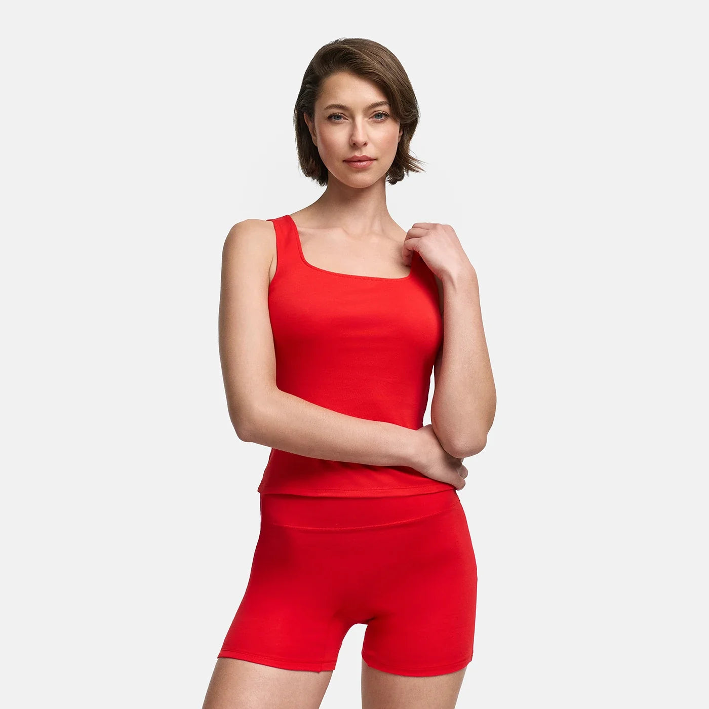 Katoenen tanktop met vierkante hals