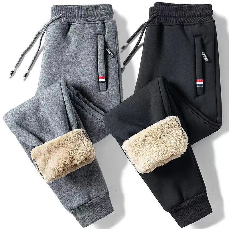 Warme fleece joggingbroek met rechte pijp