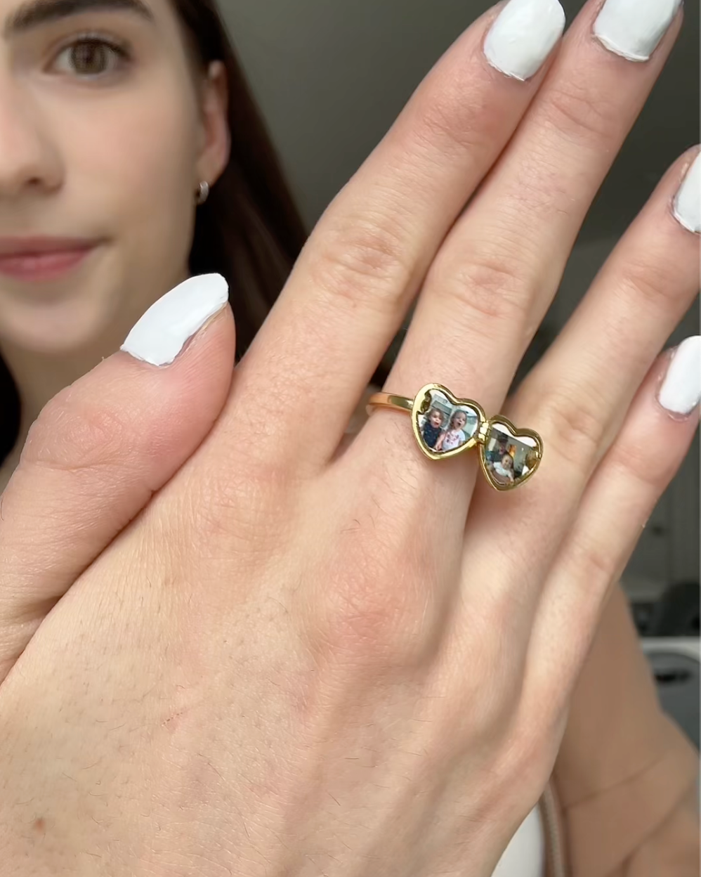 Hart Medaillon Ring met Foto