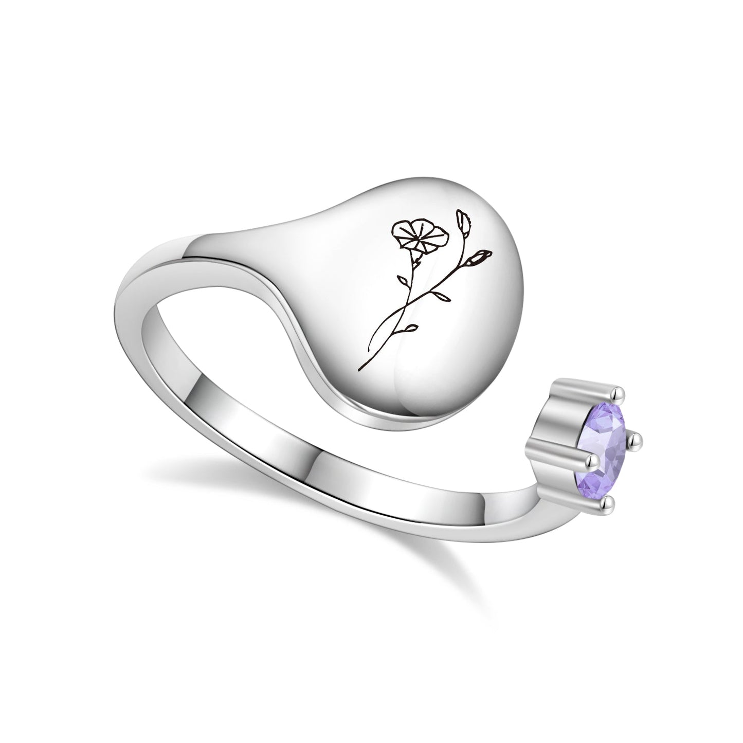 Ring met Geboortebloem en Geboortesteen
