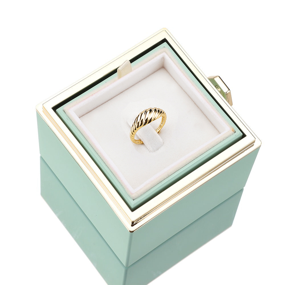 Rozenbox met Zilveren Ring en Echte Roos