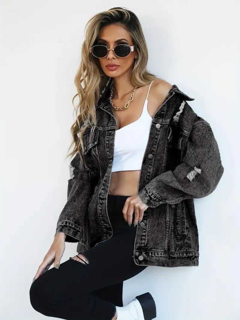 Oversized gevoerd dames jeansjack – Talia