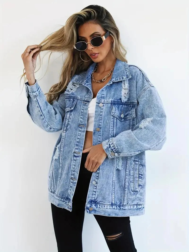 Oversized gevoerd dames jeansjack – Talia