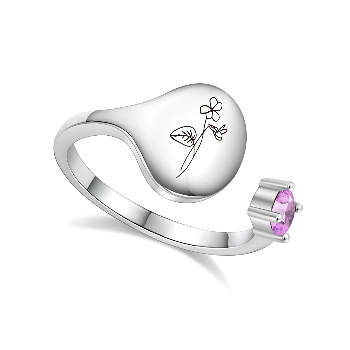 Ring met Geboortebloem en Geboortesteen