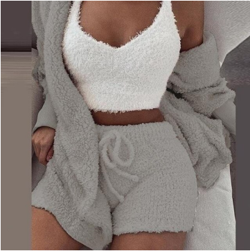 Gebreide driedelige set van fleece sherpa