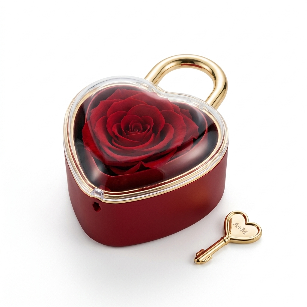 Eeuwige Roos Box met Gegraveerde Ketting