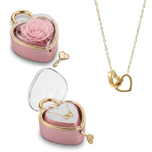 Eeuwige Roos Box met Gegraveerde Ketting