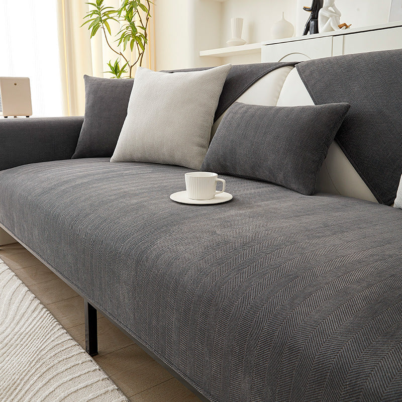 Chenille bankhoes met visgraatmotief – VeluraShield
