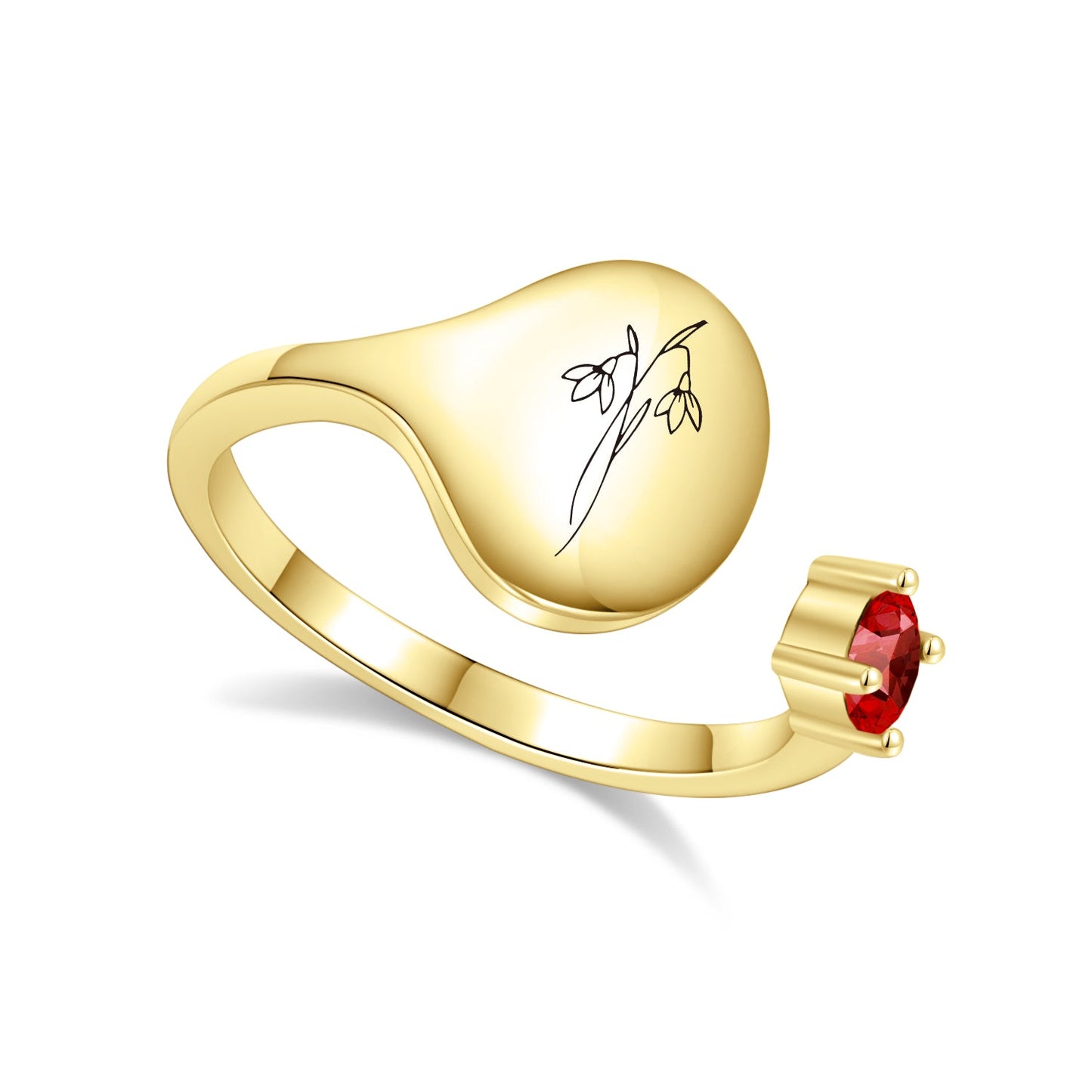 Ring met Geboortebloem en Geboortesteen