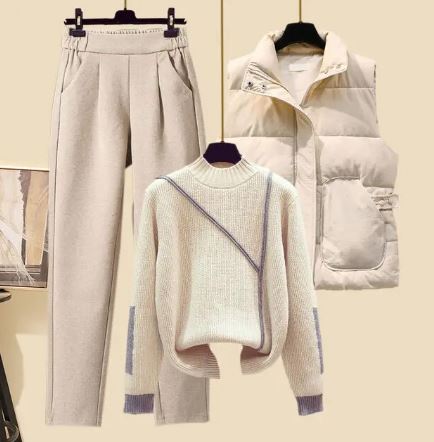 3-delige herfstset met broek, bodywarmer en trui – Amira