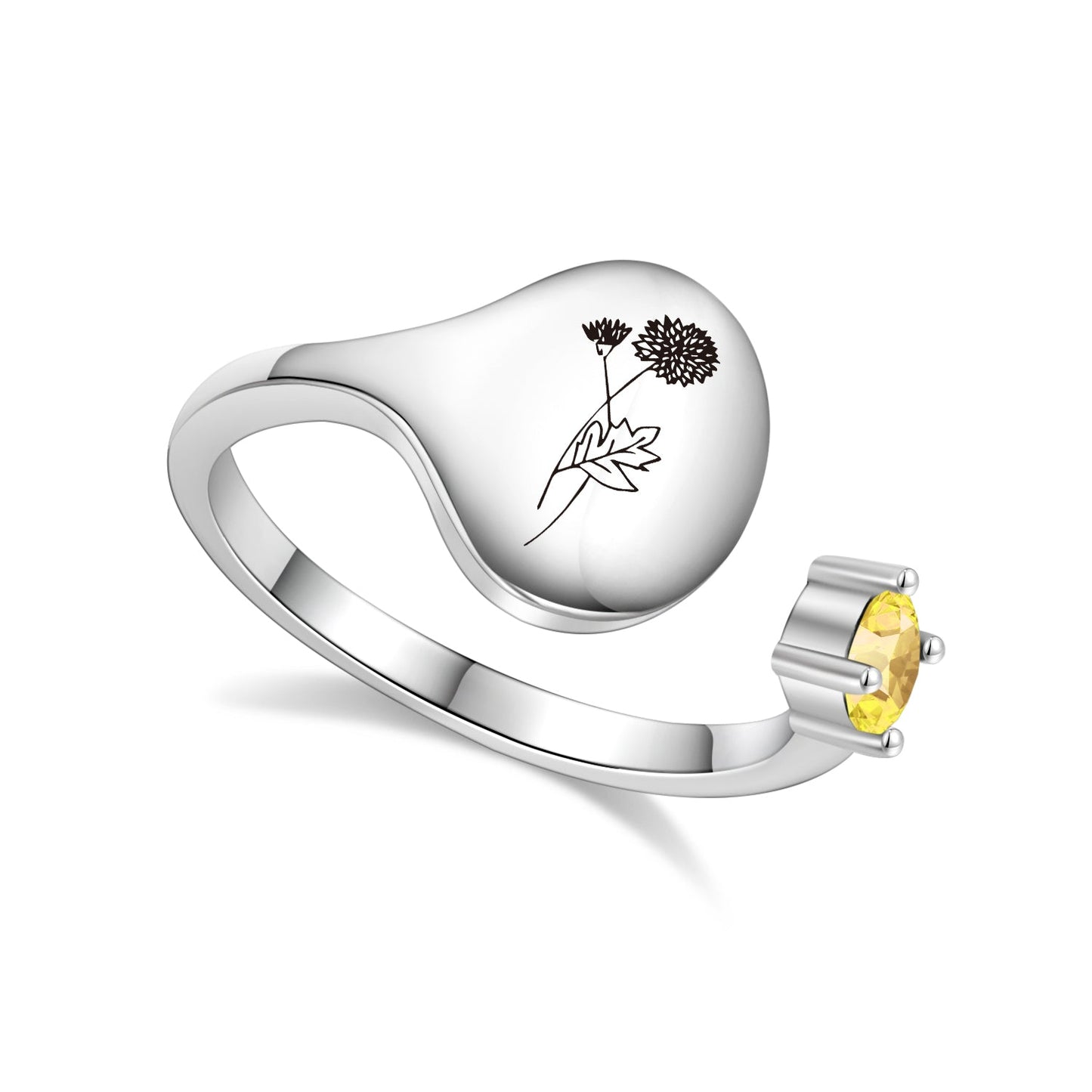 Ring met Geboortebloem en Geboortesteen