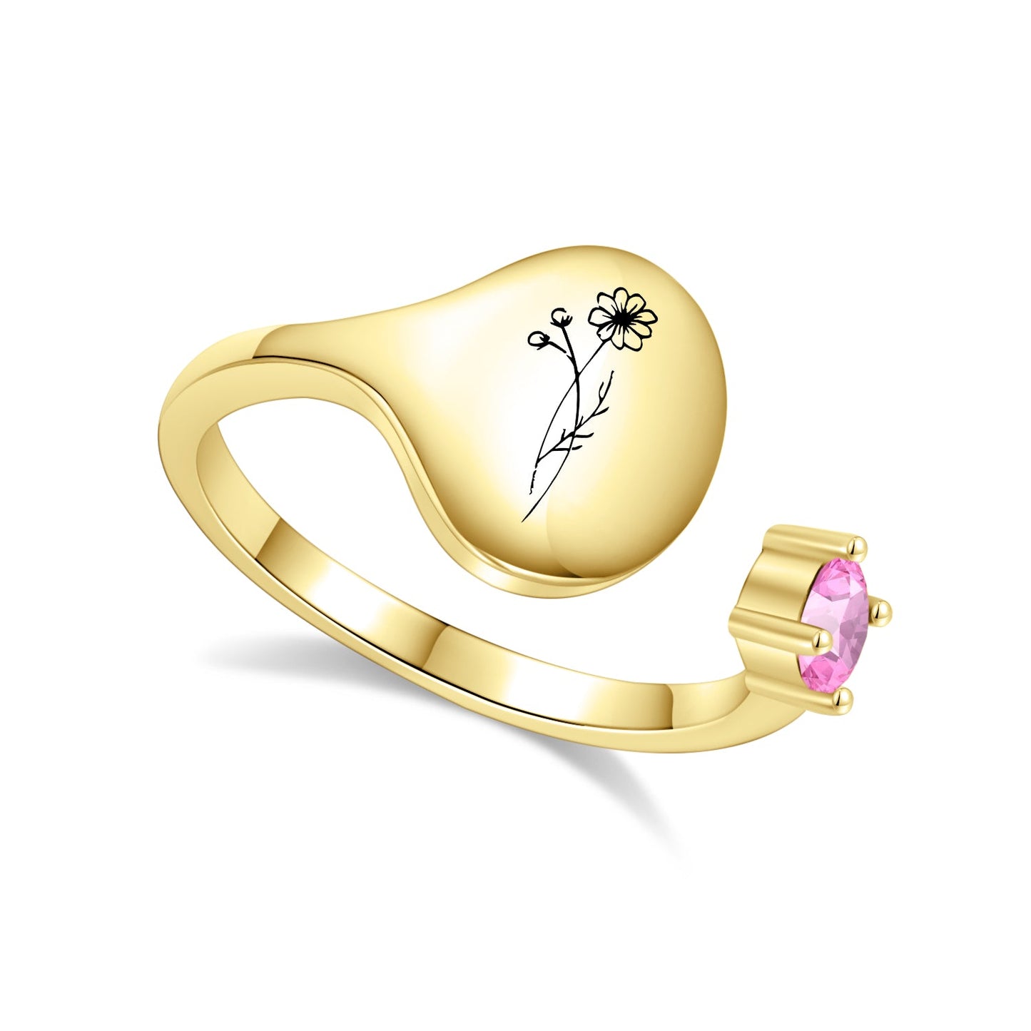 Ring met Geboortebloem en Geboortesteen