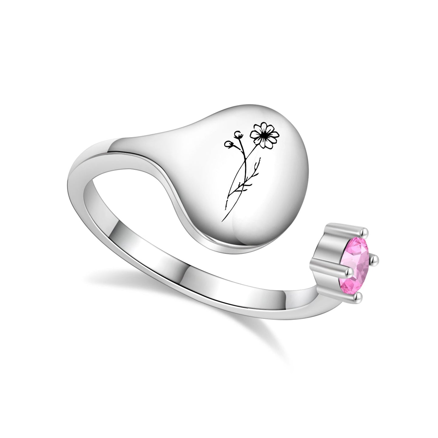 Ring met Geboortebloem en Geboortesteen