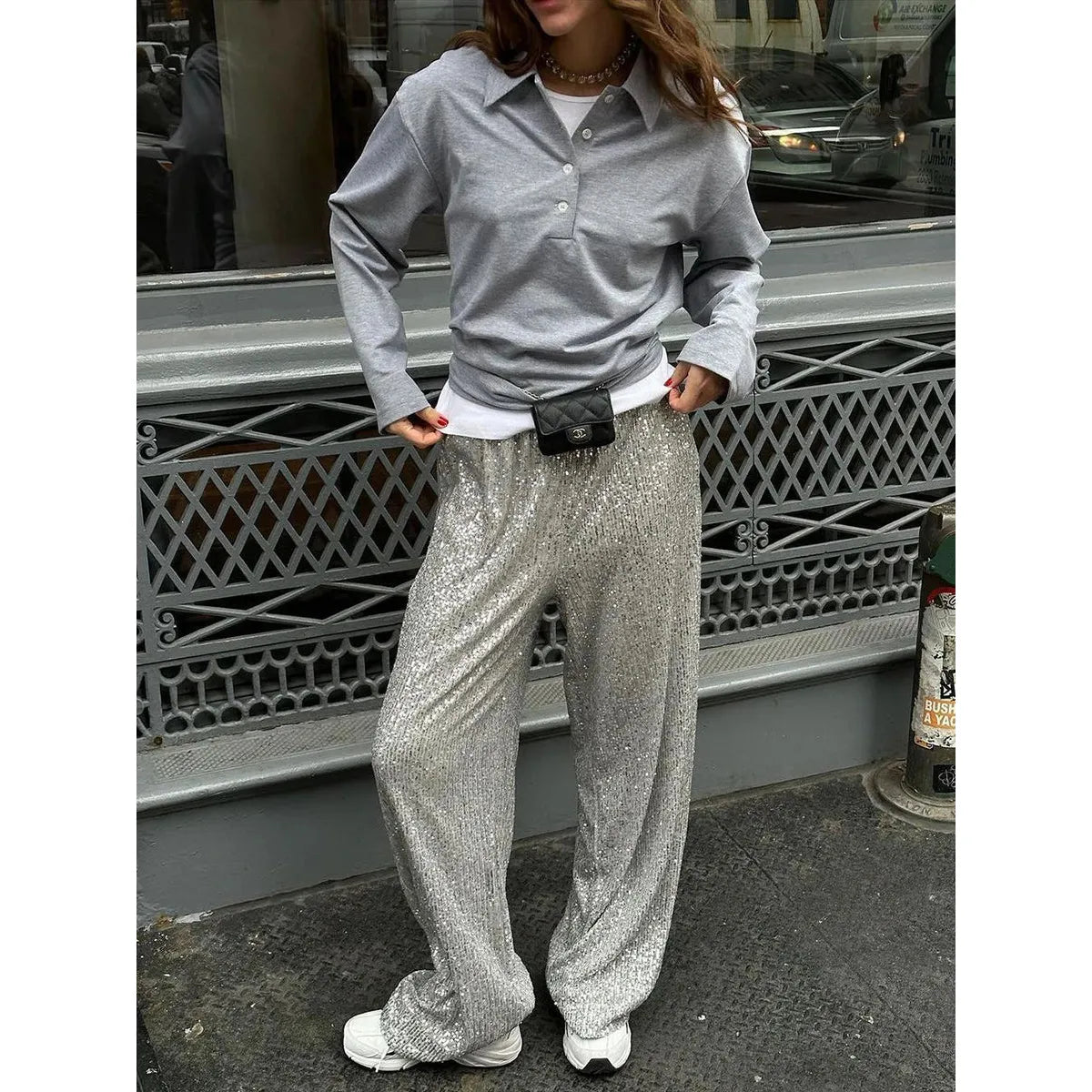 Zijdezachte pailletten broek – Luna