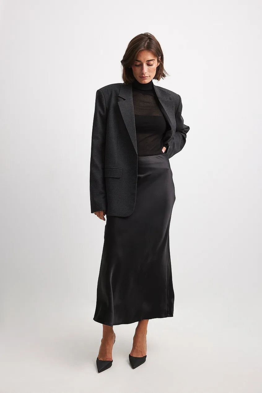 Satijnen rok met hoge taille – Leona