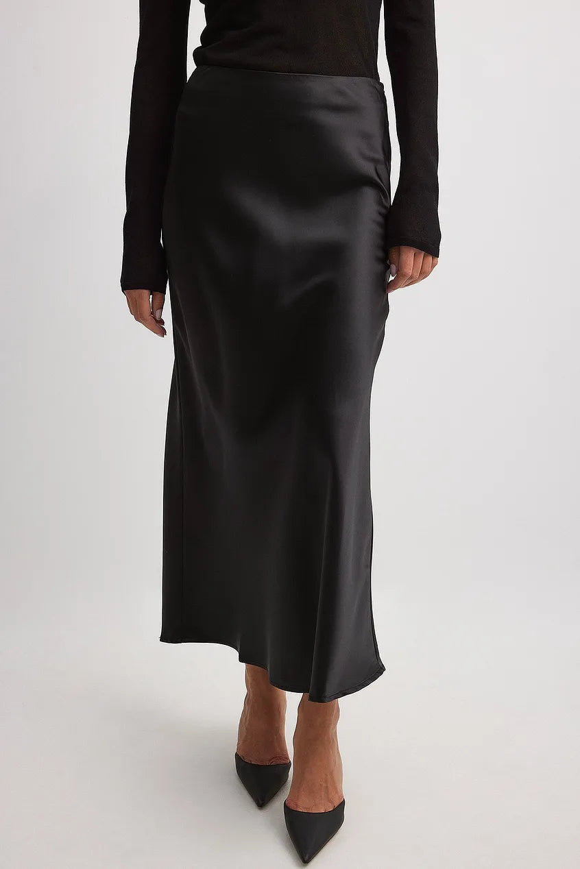 Satijnen rok met hoge taille – Leona