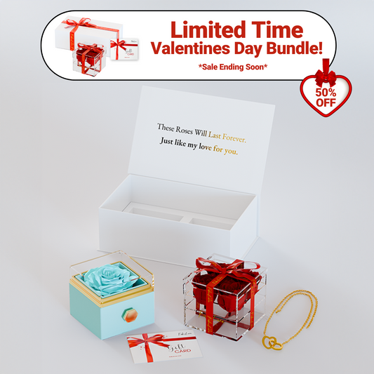 Eeuwige Rozenbox Set met Gegraveerde Ketting