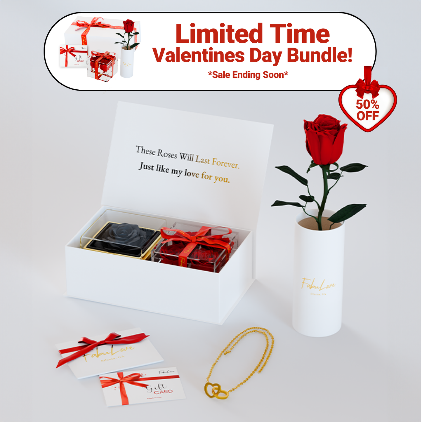 Eeuwige Rozenbox Set met Losse Roos