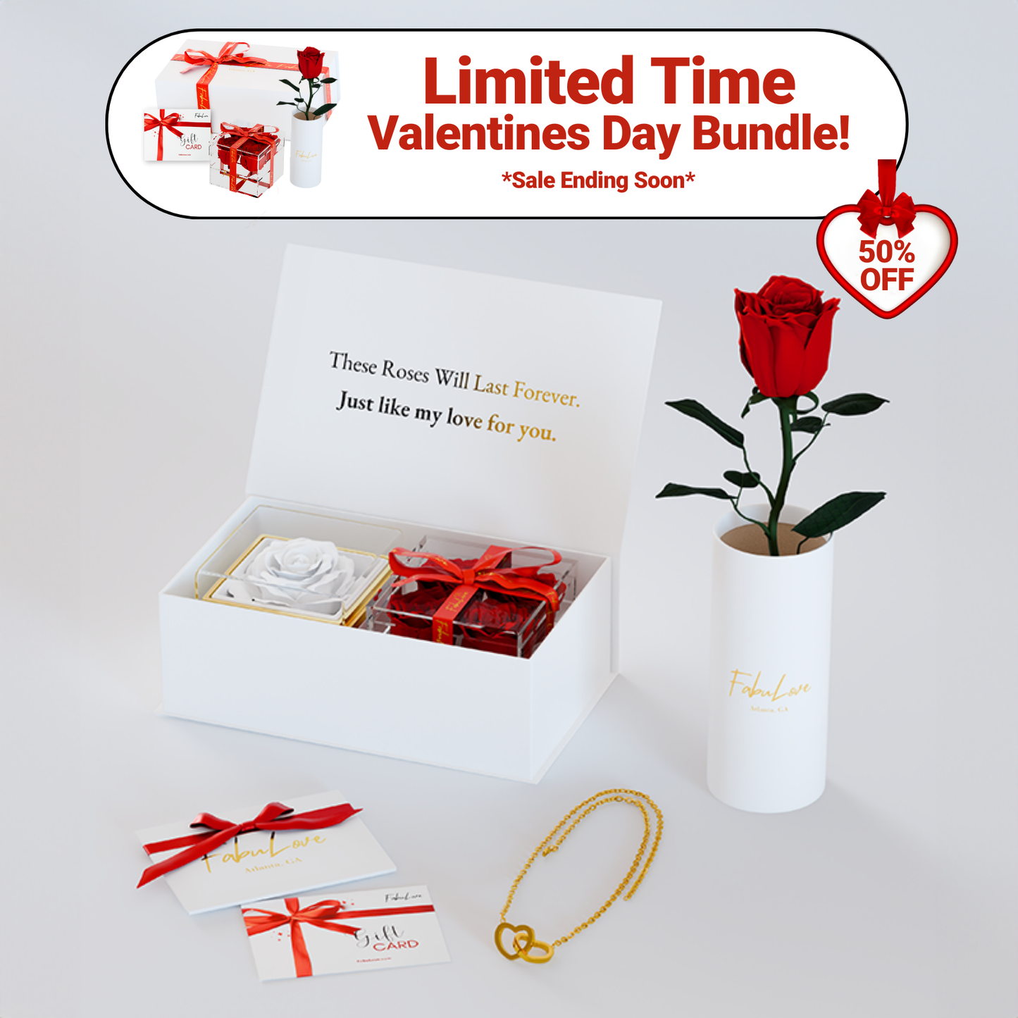 Eeuwige Rozenbox Set met Losse Roos