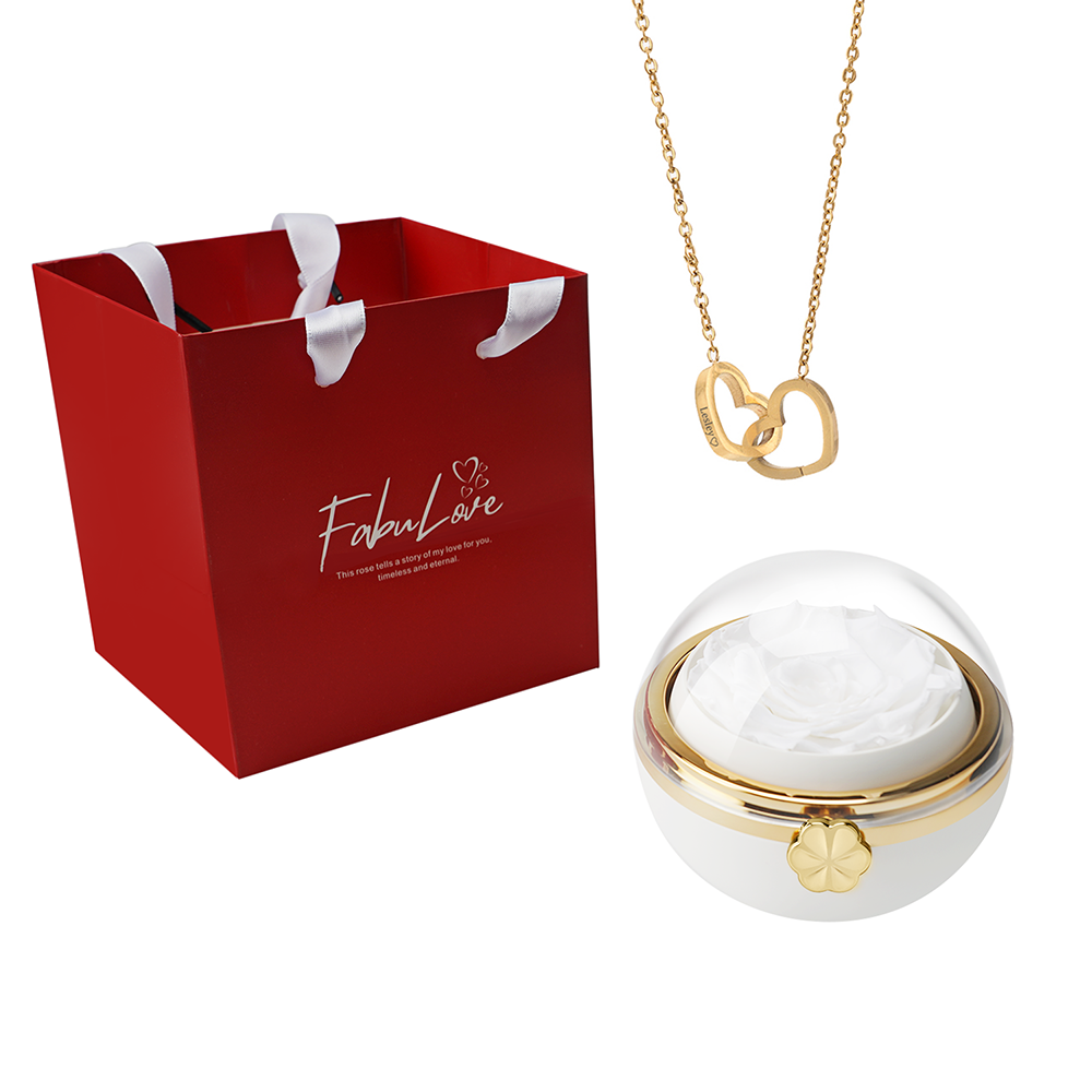 Eeuwige Roos Doos met Gegraveerde Ketting