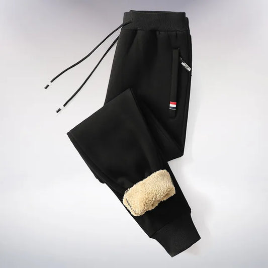 Warme fleece joggingbroek met rechte pijp