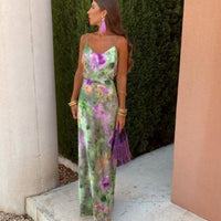 Elegante maxi jurk met print en verstelbare bandjes