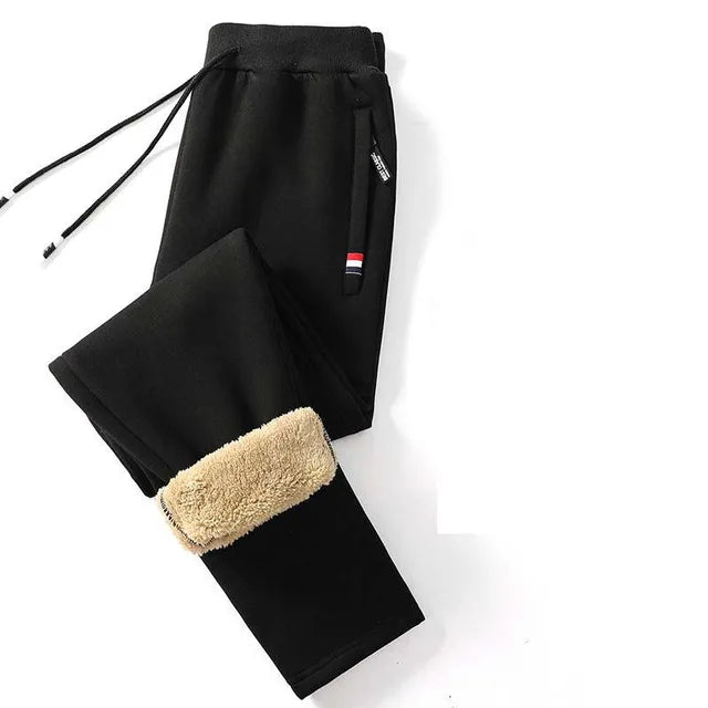 Warme fleece joggingbroek met rechte pijp