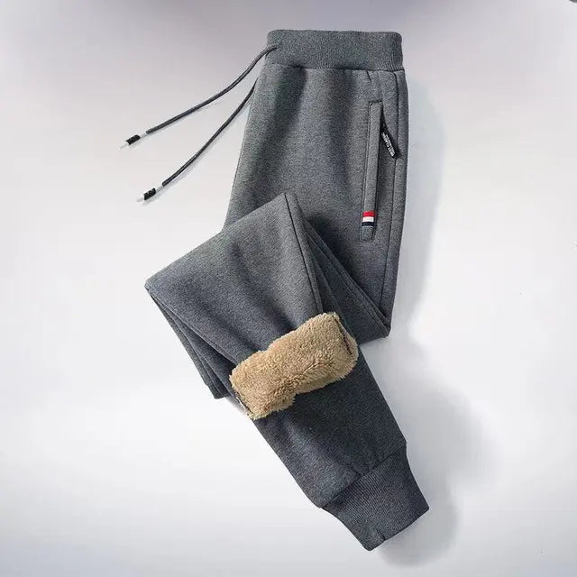 Warme fleece joggingbroek met rechte pijp
