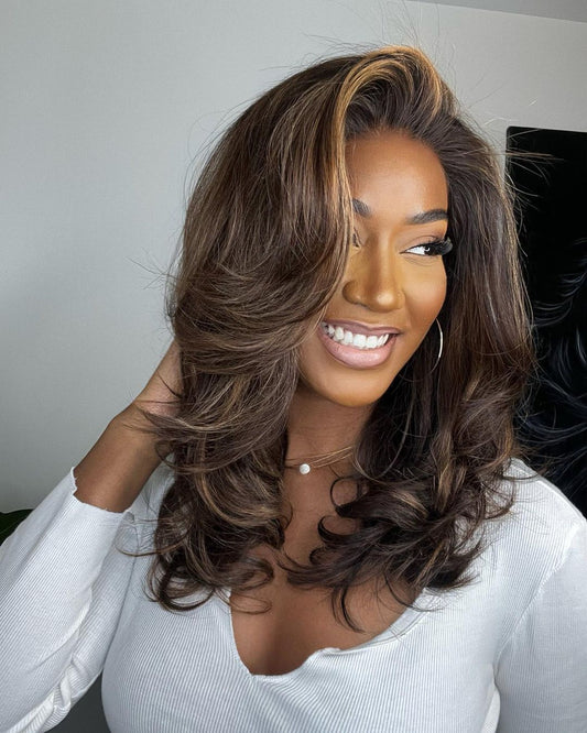 Lace front pruik met highlights – Selena