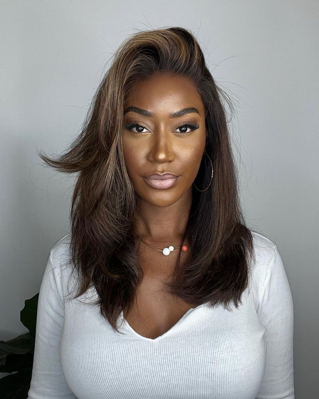 Lace front pruik met highlights – Selena