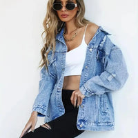 Oversized gevoerd dames jeansjack – Talia