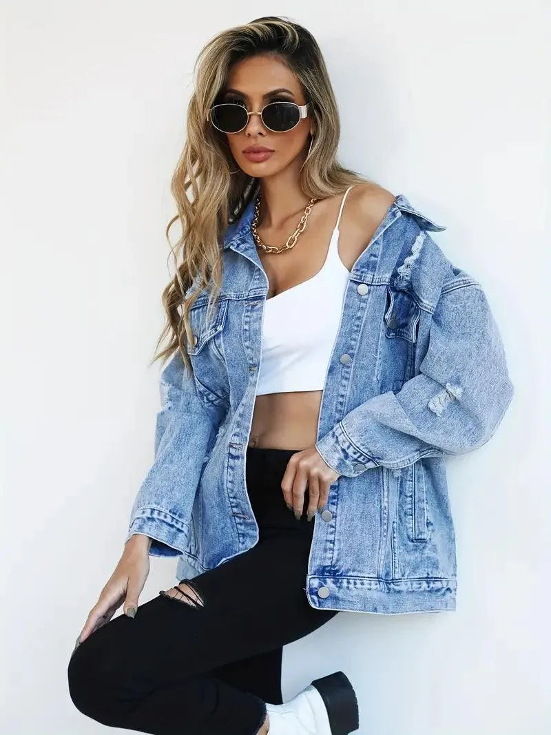 Oversized gevoerd dames jeansjack – Talia