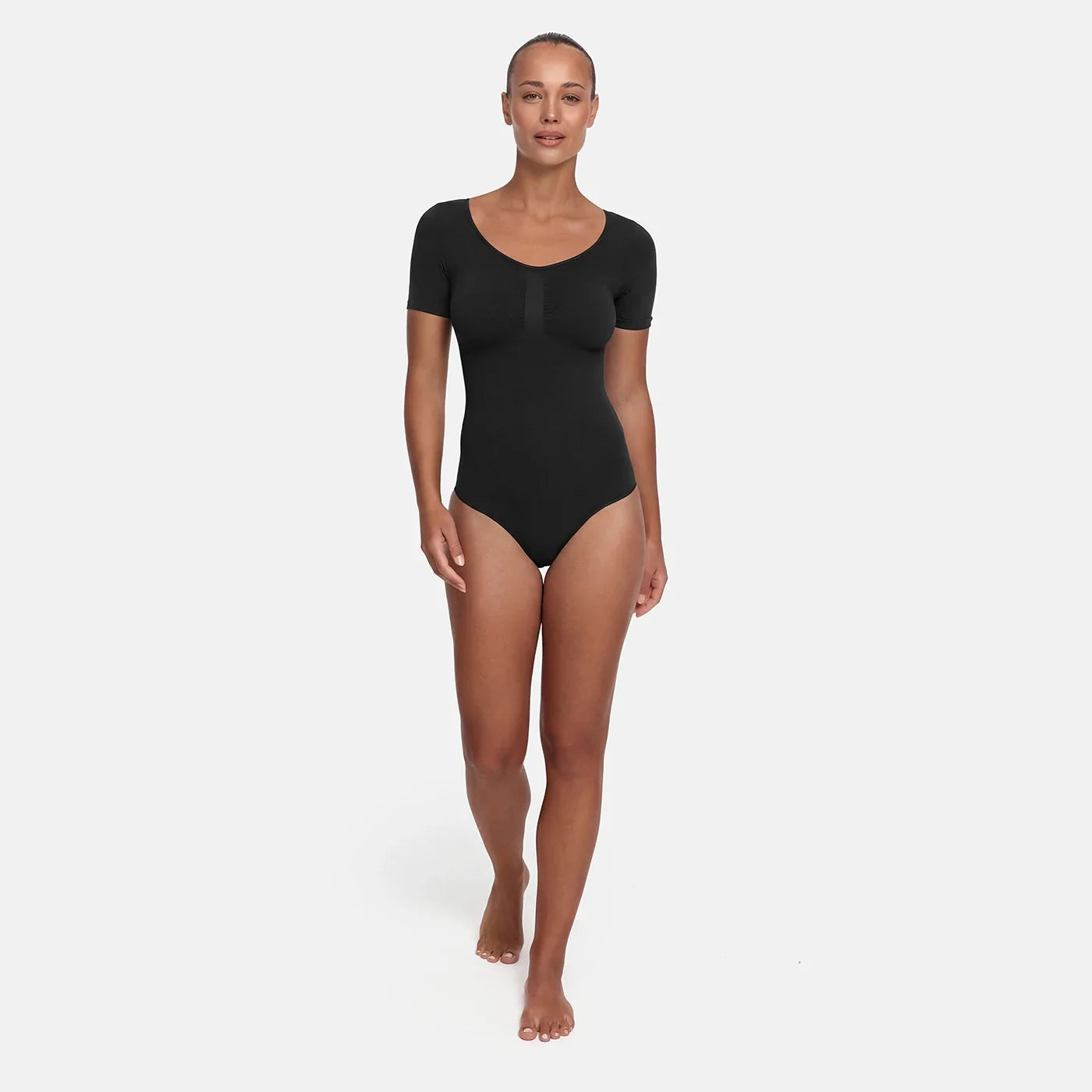 Shapewear bodysuit met korte mouw en string