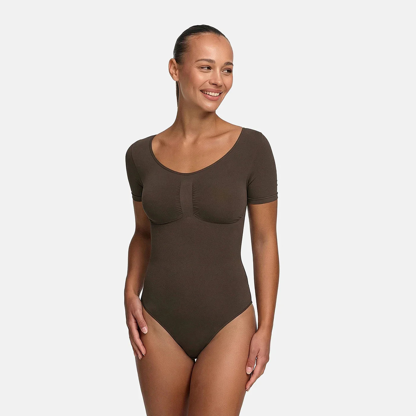 Shapewear bodysuit met korte mouw en string