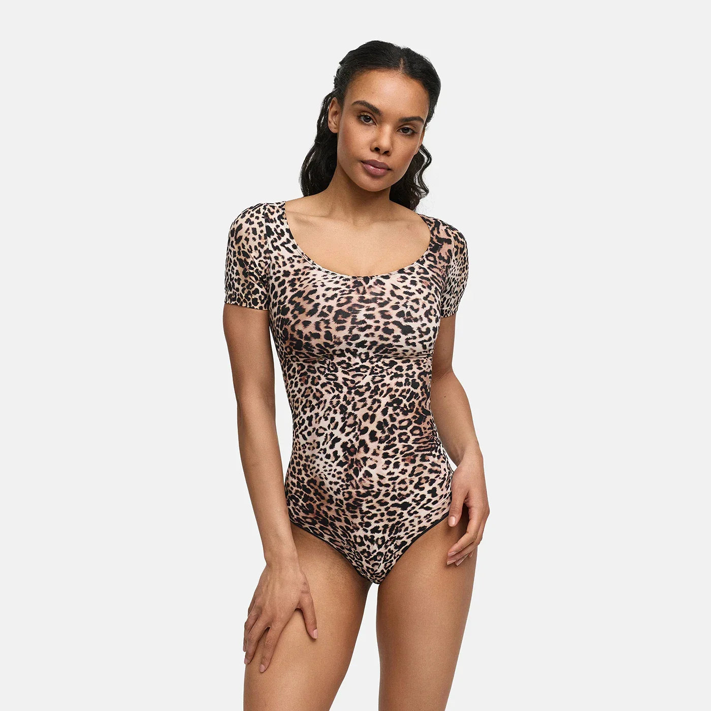 Shapewear bodysuit met korte mouw en string