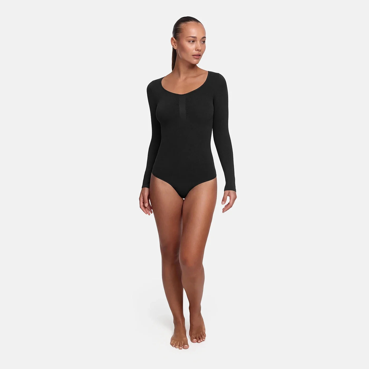 Shapewear bodysuit met lange mouw en string