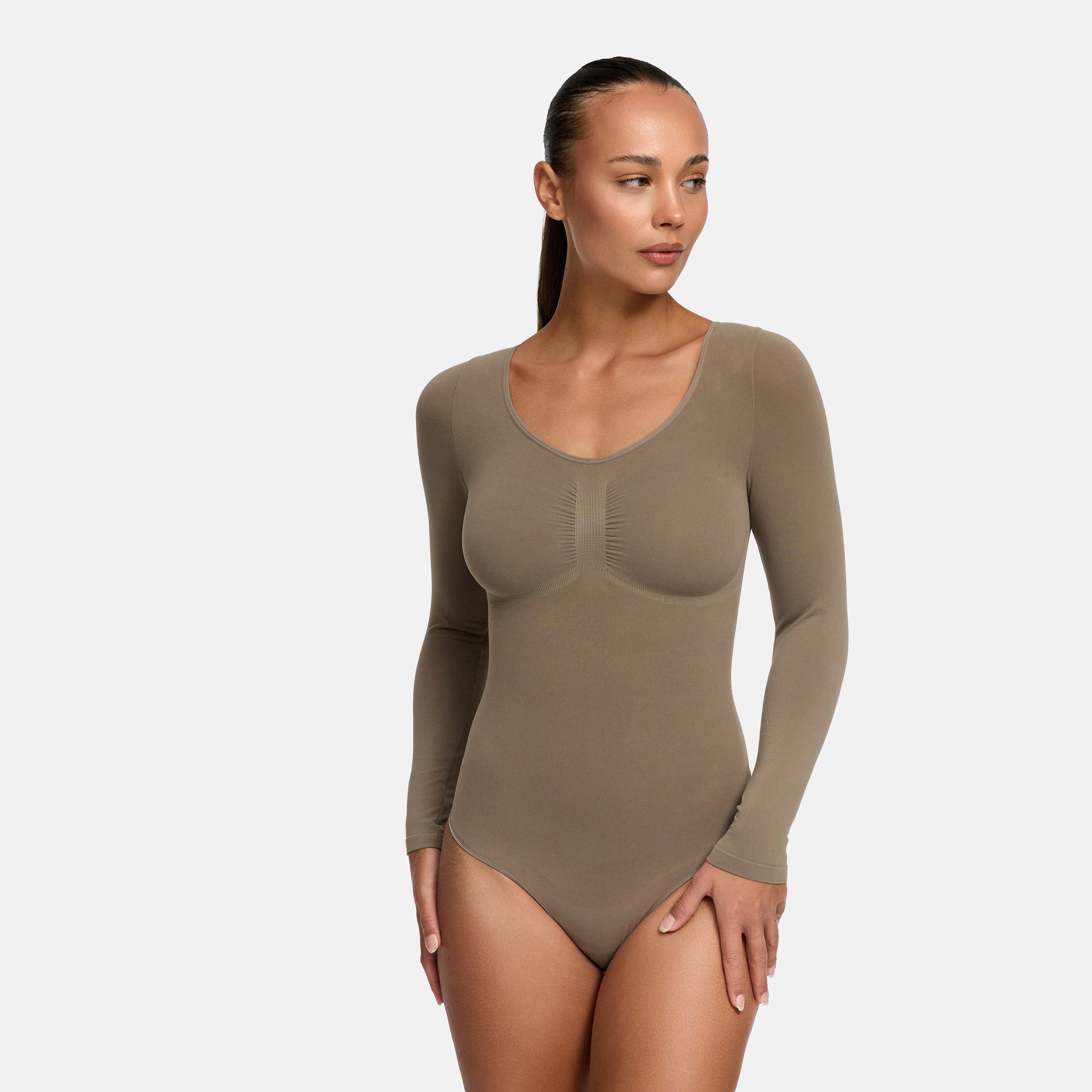 Shapewear bodysuit met lange mouw en string