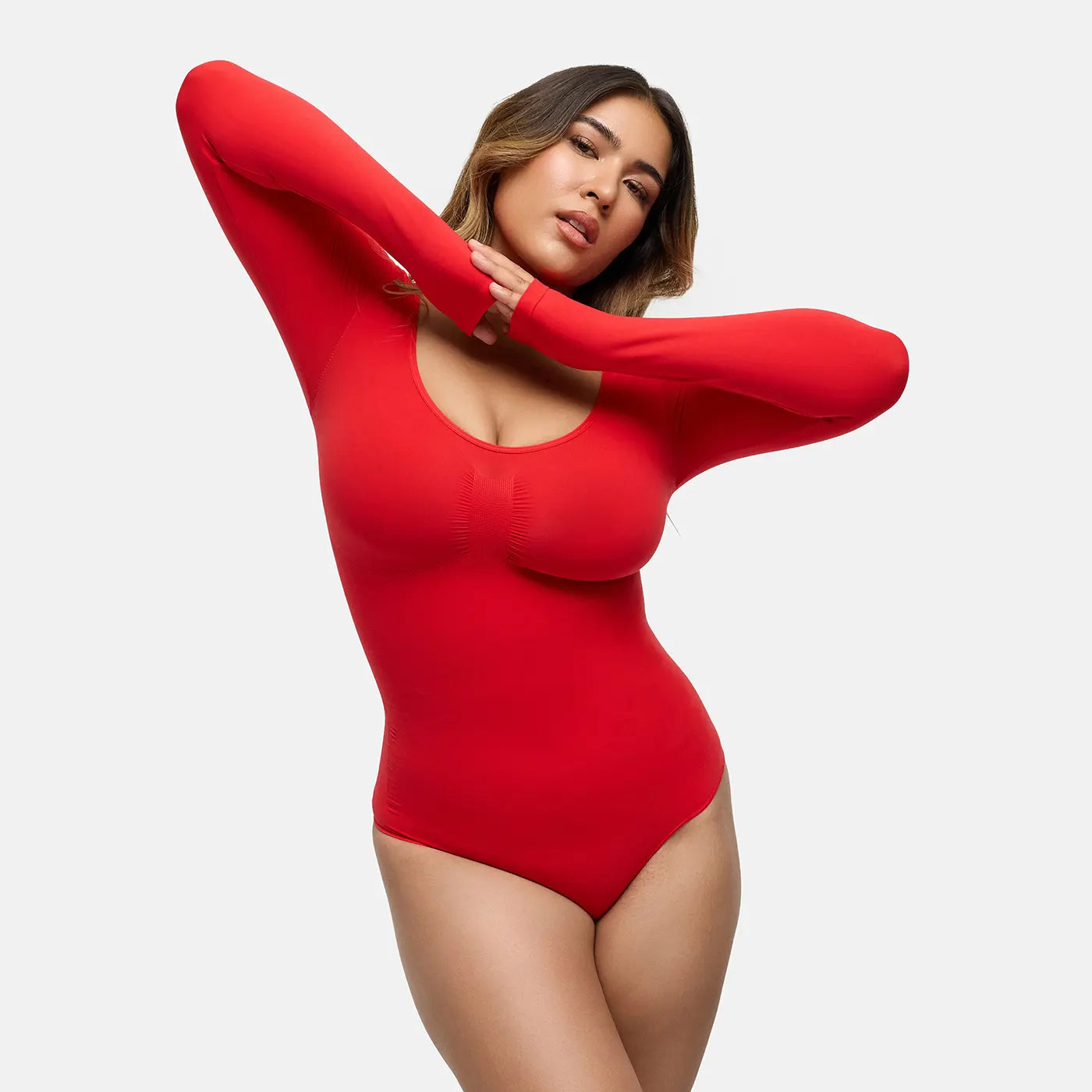 Shapewear bodysuit met lange mouw en string